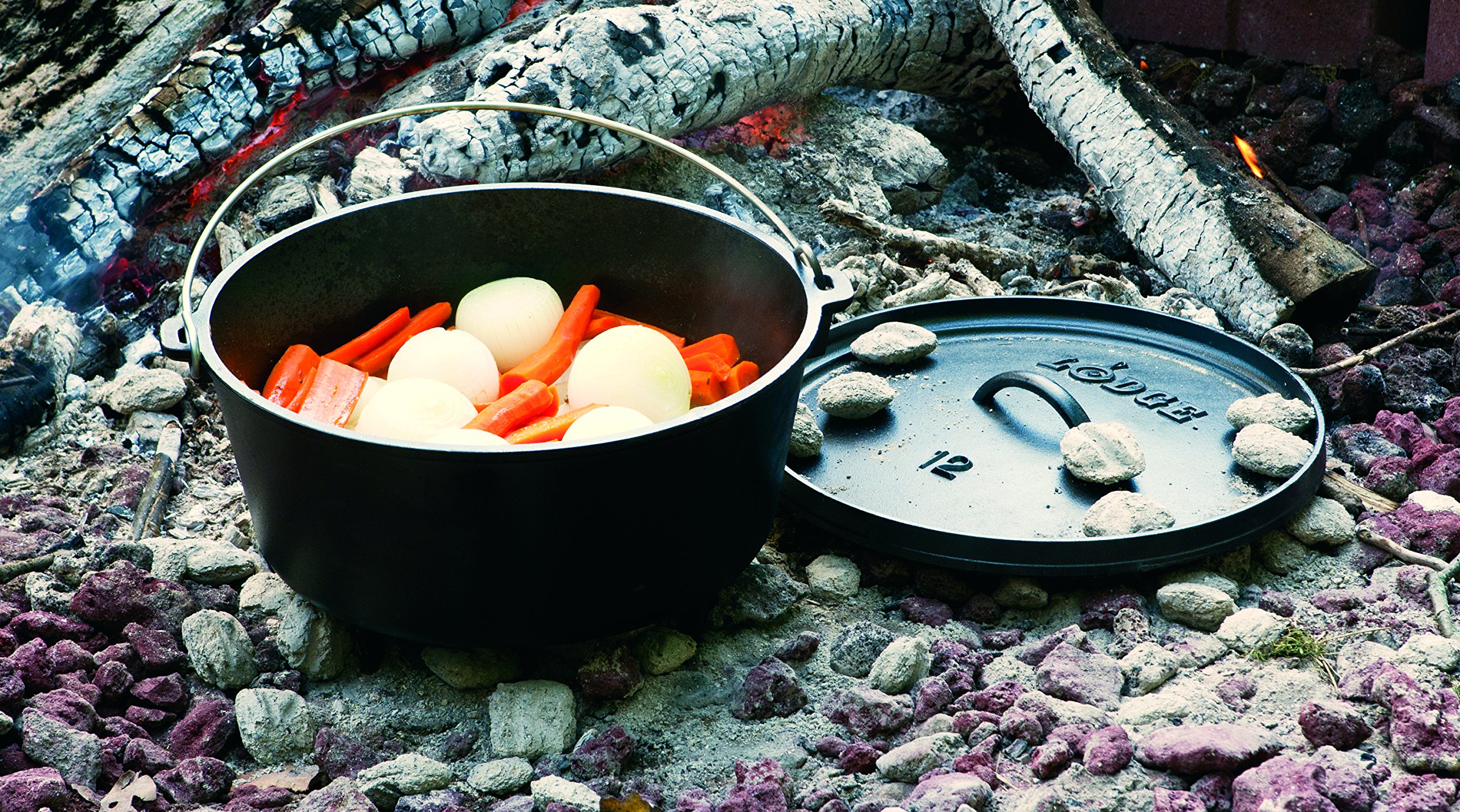 Lodge 8 Quart Pre-Seasoned Cast Iron Dutch Oven with Lid - Heavy Duty Camping Cookware for Oven, Stove, Grill & Campfire - Perfect for Stews, Bread Baking & Outdoor Cooking - Black
