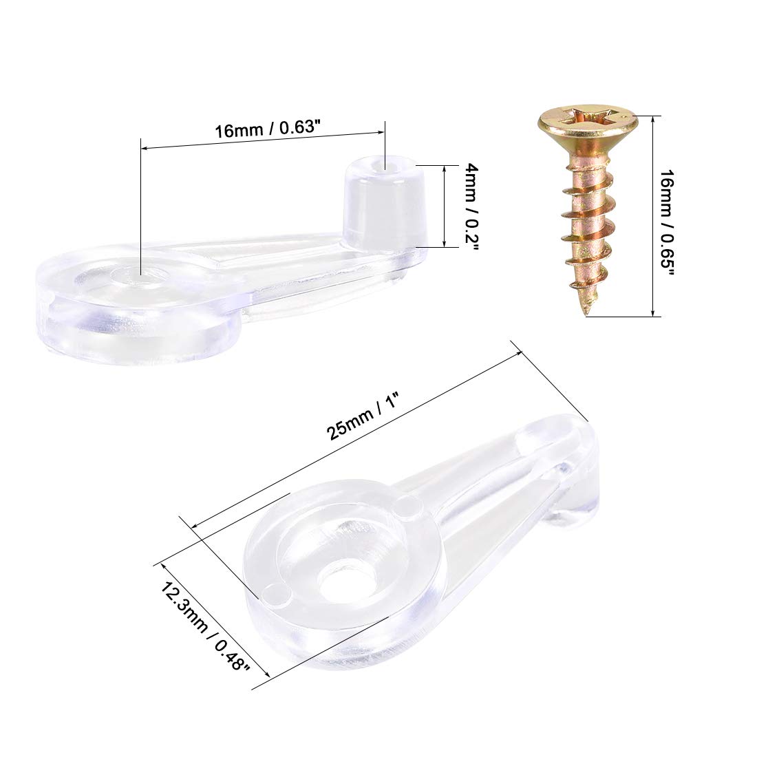 uxcell 1 Inch Glass Retainer Clips Kit - 100 Set with Screws for Cabinet Doors, Windows & Mirrors | Durable Cabinet Glass Door Holder Clips for Home & Office Use