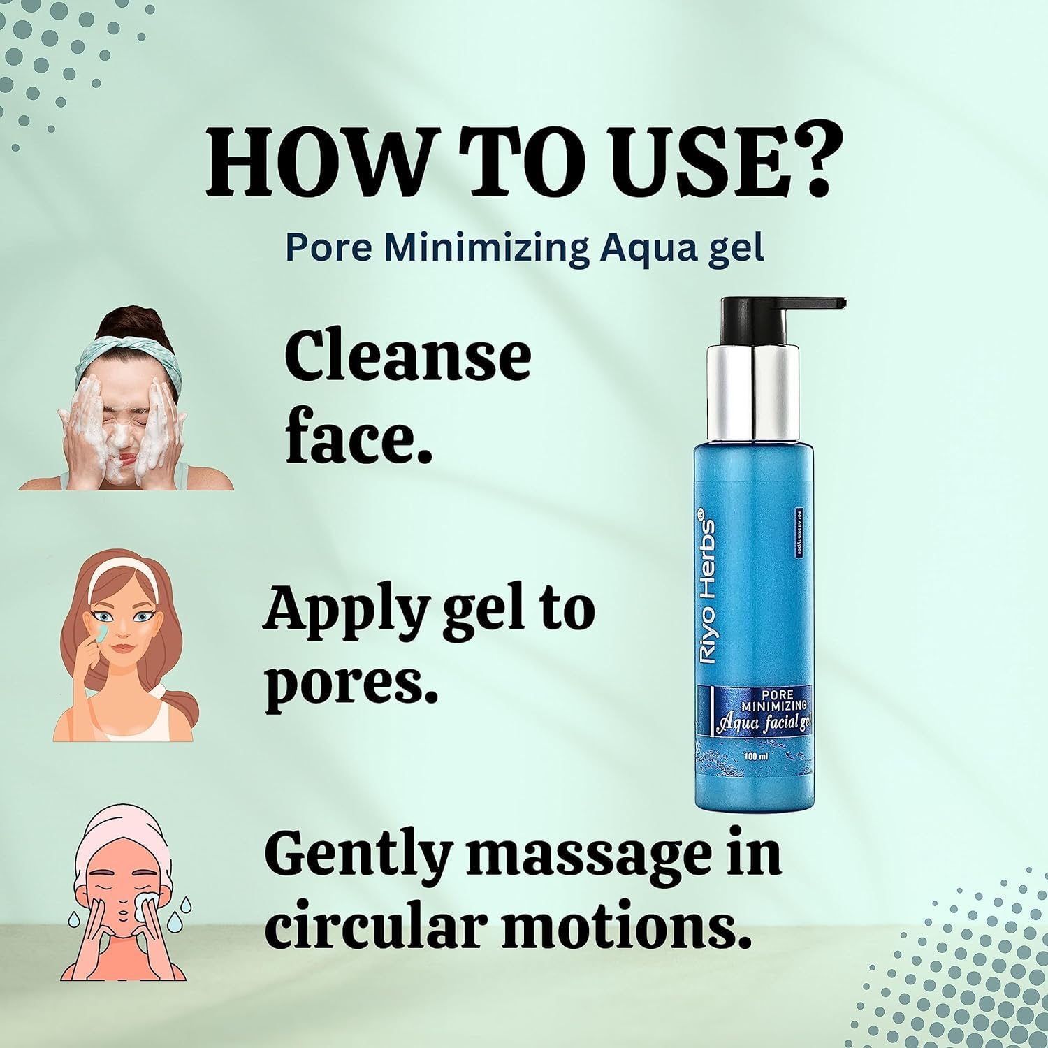Riyo Herbs Pore Minimizing Aqua Gel - 100ml with Tea Tree Oil & Raspberry Seed Extract | Hydrating Face Moisturizer for Oily & Acne-Prone Skin | Reduces Pores & Refines Skin Texture | Perfect for Daily Skincare Routine & Post-Workout Refresh