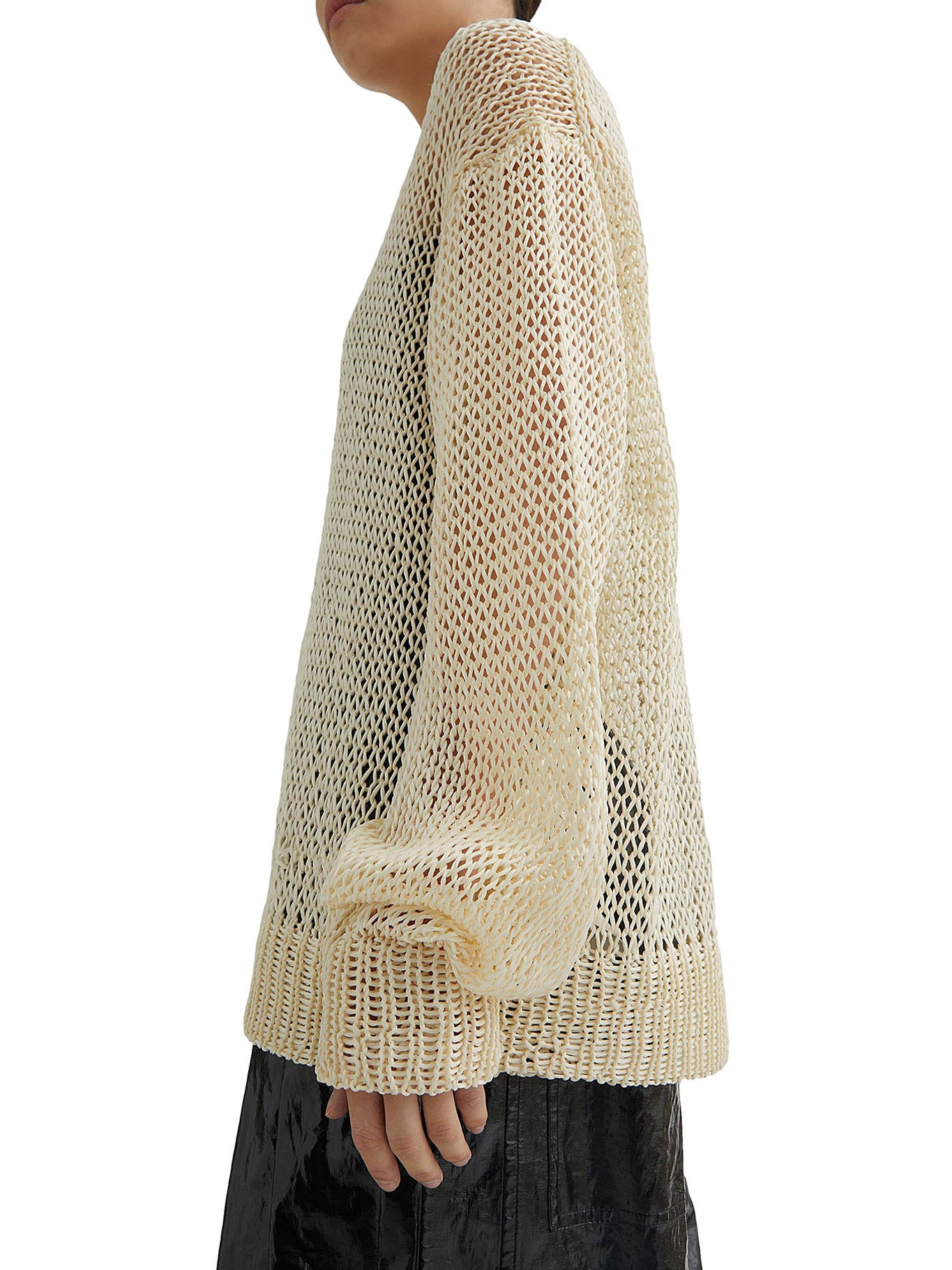 Openwork Silk Crewneck Sweater for Women - Lightweight & Breathable Knit Pullover for Casual Wear, Office, and Layering