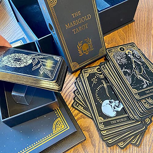 The Marigold Tarot Box Set - 78 Gold Gilded Tarot Cards with Guidebook & Foil-Stamped Journal - Premium Divination Deck for Witches, Tarot Lovers & Spiritual Seekers - Perfect for Readings, Meditation & Gift Giving