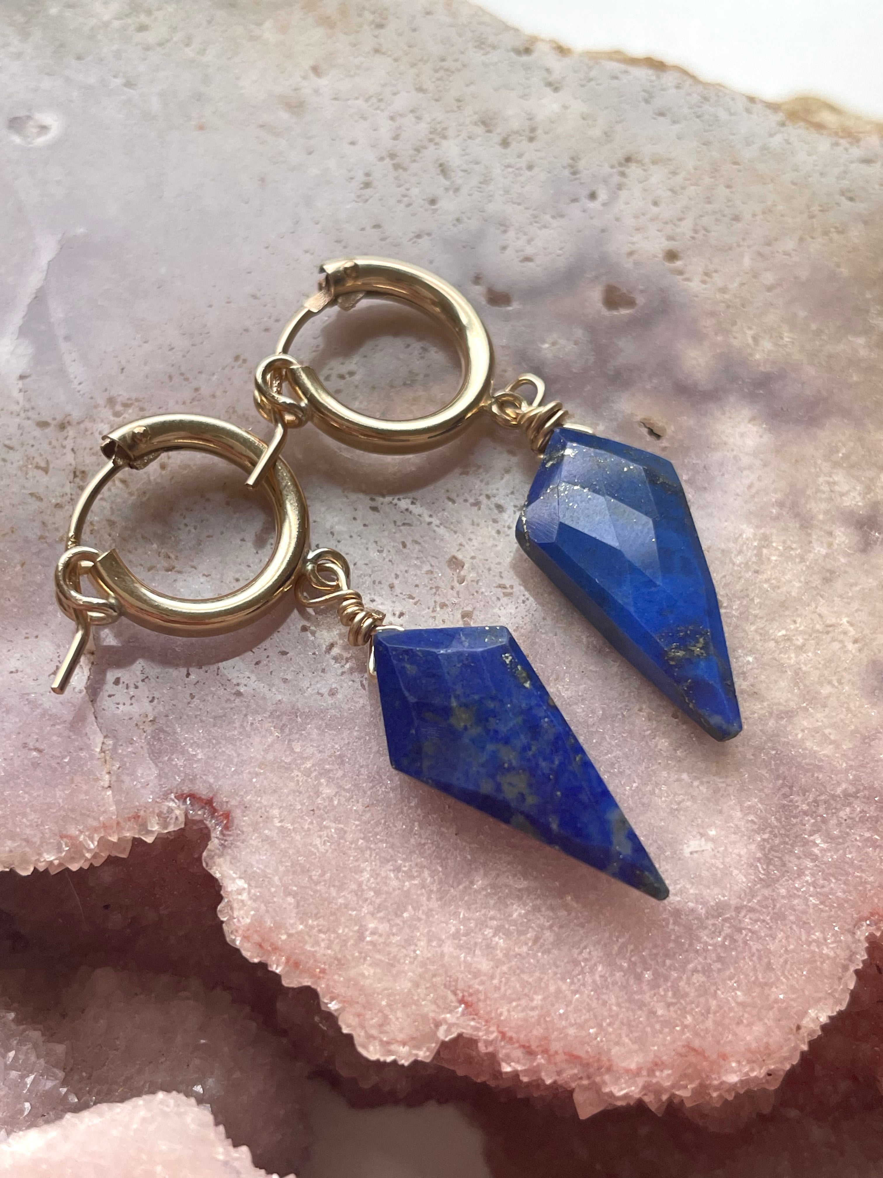 Lapis Lazuli Dangle Hoop Earrings for Women - 925 Sterling Silver Bohemian Jewelry | Perfect for Parties, Weddings & Everyday Wear