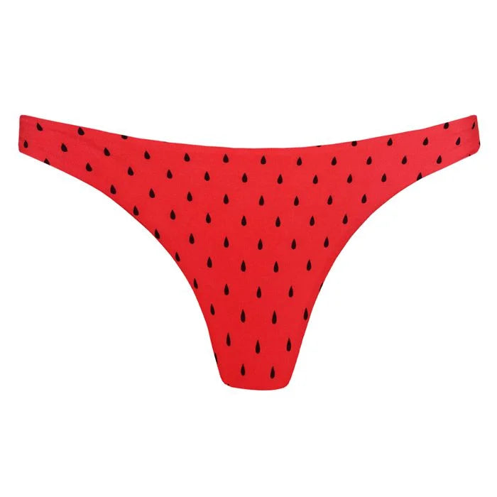 Brazilian Thong Bikini Bottom - Sexy Red Watermelon Print Swimwear for Women | Beach, Pool, Vacation & Summer Fashion