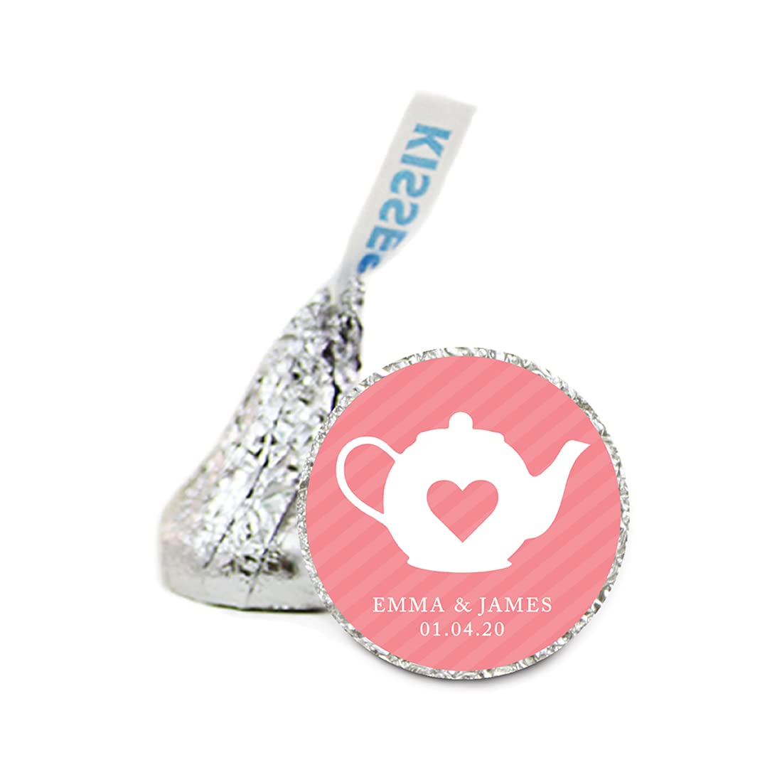 Personalized Chocolate Drop Labels Stickers - 216-Pack Custom Name Stickers for Wedding Favors, Tea Parties, Kisses Candy Decorations & Gift Wrapping - Perfect for Bridal Showers, Baby Showers and Holiday Celebrations