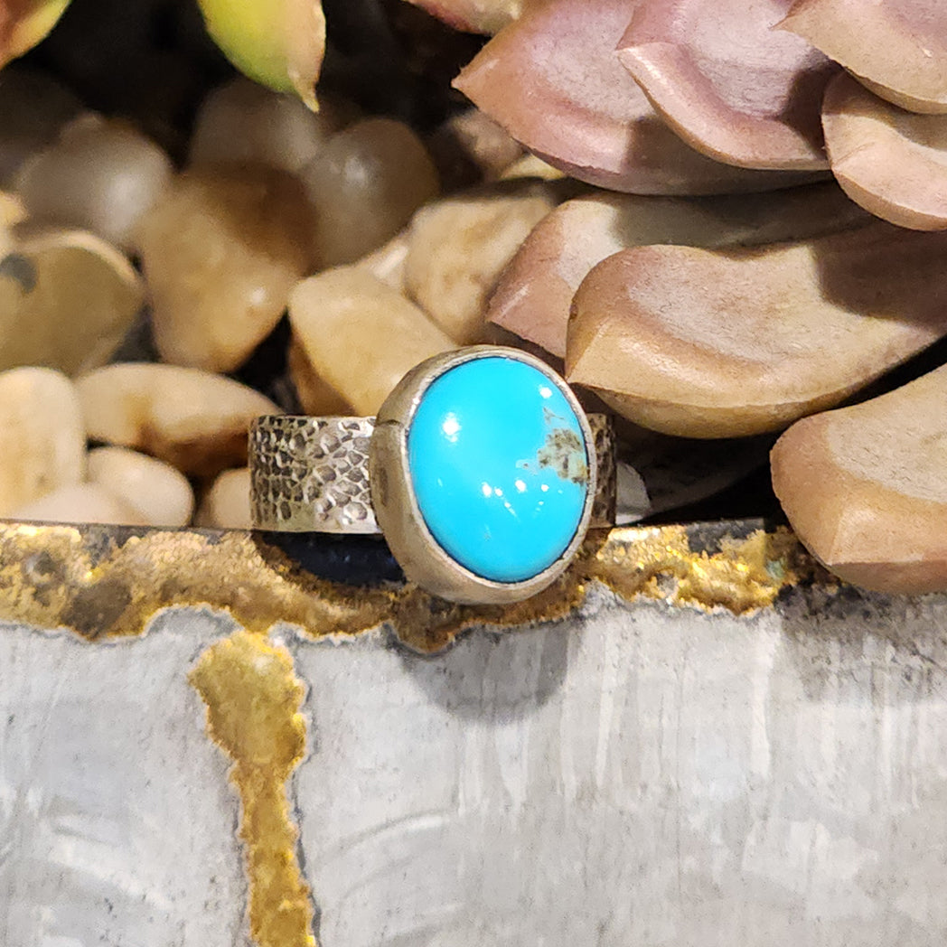Blue Ridge Turquoise Ring for Women - Handmade Sterling Silver Jewelry - Perfect for Boho Style, Gift Giving & Everyday Wear