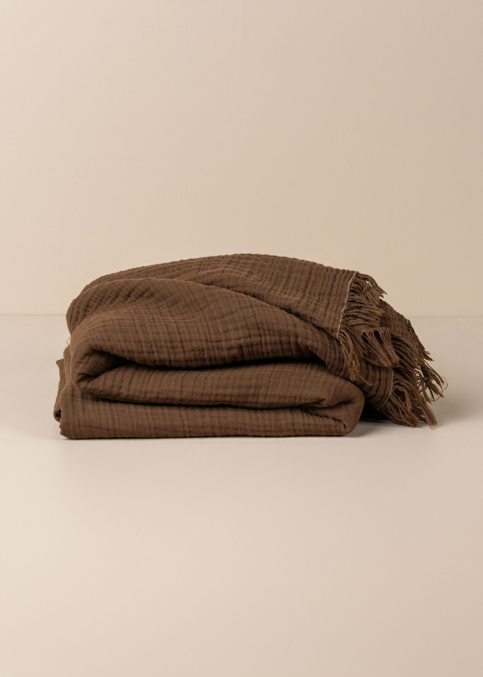 Enes Soft Cotton Throw Blanket - Chocolate Brown Cozy & Warm - Perfect for Sofa, Bed, or Outdoor Use