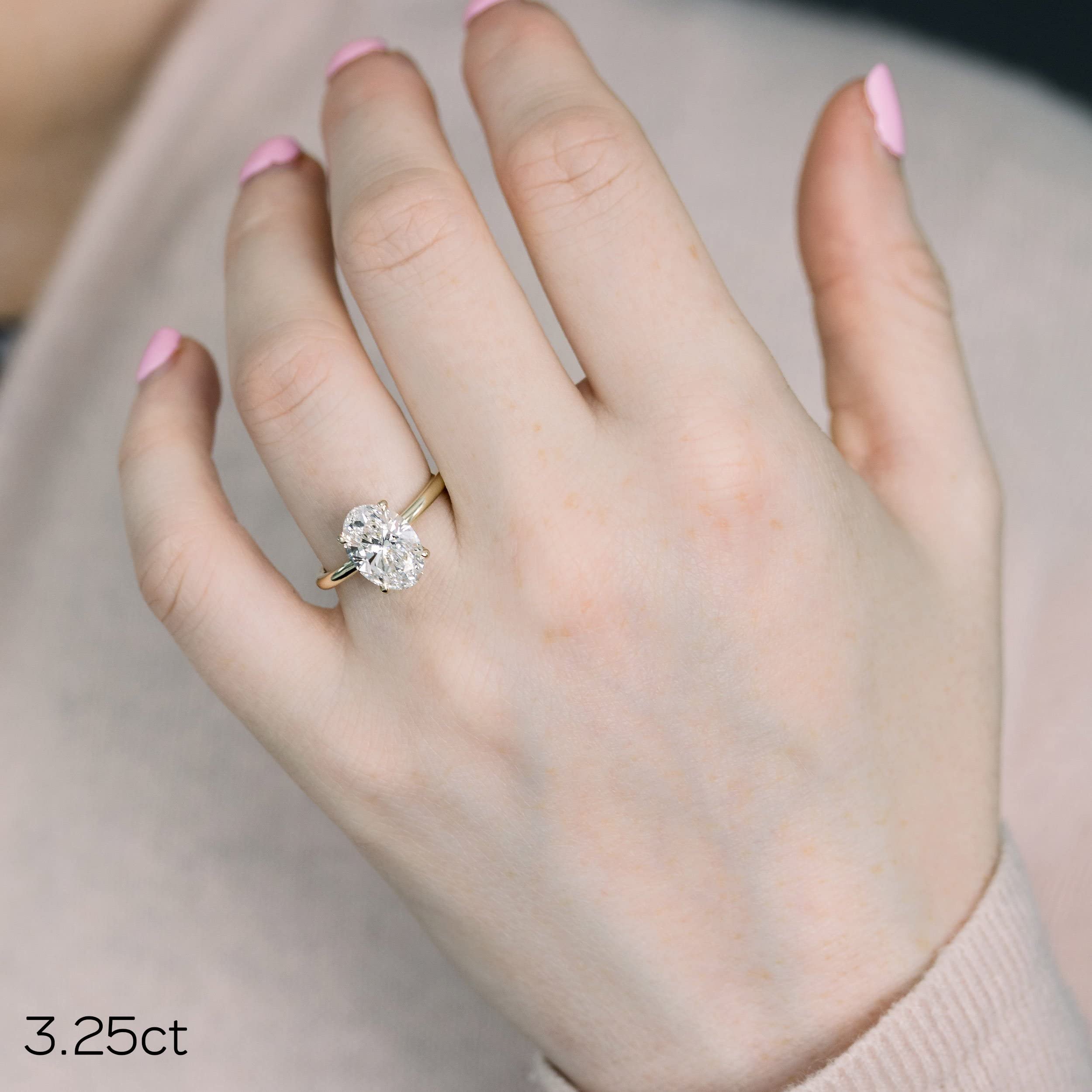 3.00Ct Oval Cut Diamond Engagement Ring for Women - 14K White Gold Solitaire Wedding Band, DEF/VVS Quality - Perfect Proposal Gift & Anniversary Present for Her