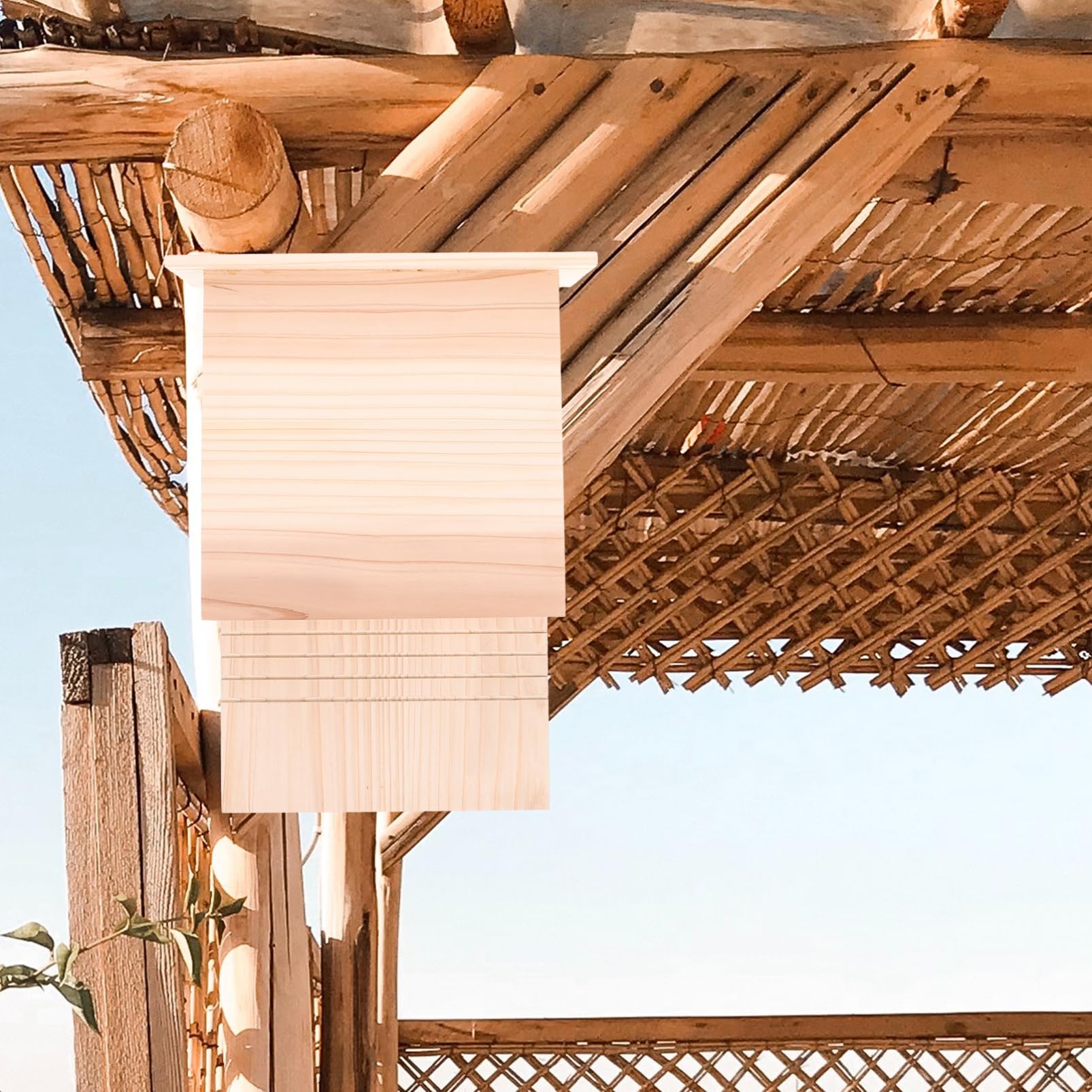 Premium Wooden Bat House for Outdoor - Natural Eco-Friendly Bat Box for Backyard, Garden & Trees (39x28x10cm) - Attract Bats for Natural Mosquito Control & Pest Management