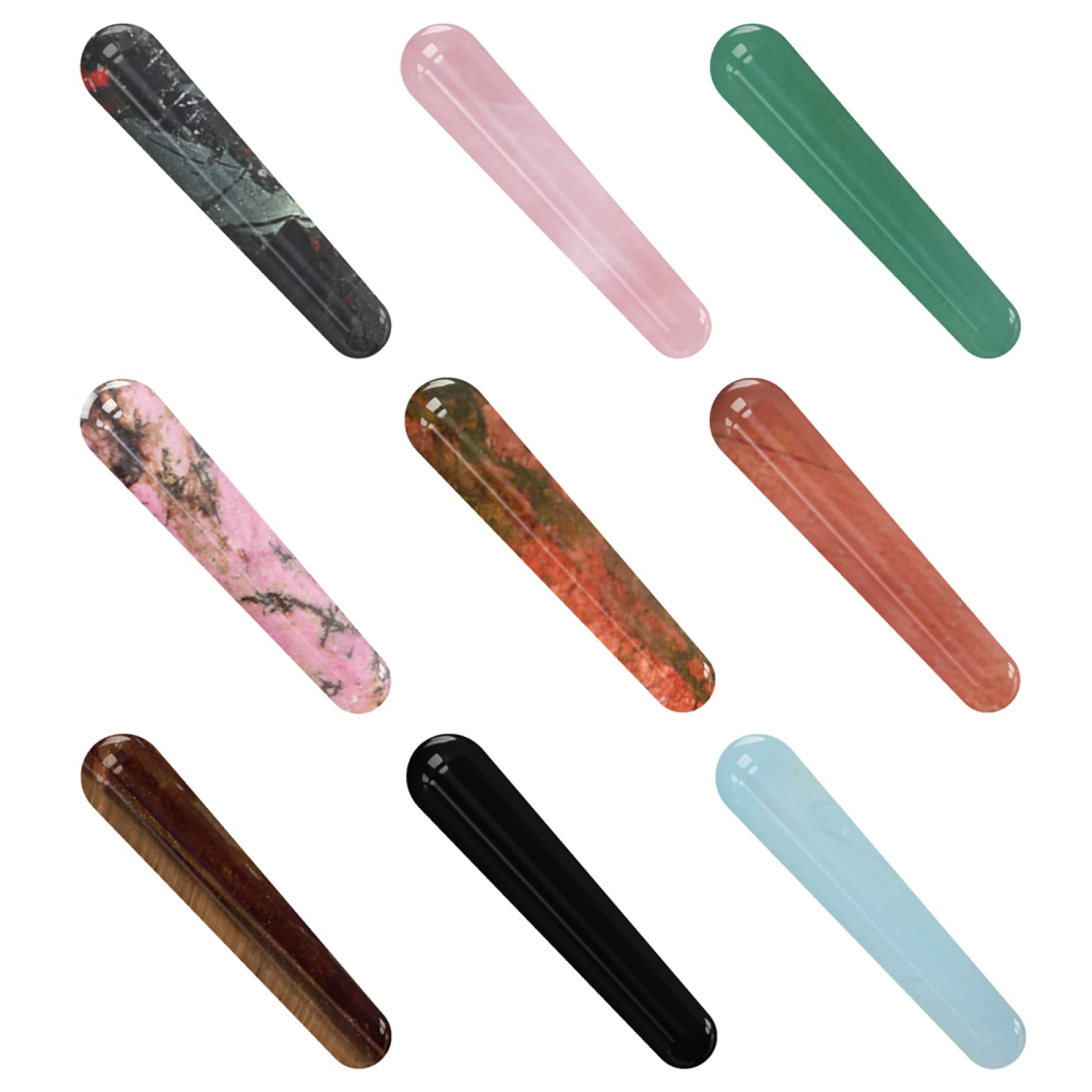 Natural Rose Quartz Yoni Wand & Obsidian Massage Stick - White Crystal Body & Face Massager for Relaxation & Self-Care | Spa, Yoga, Meditation Essential