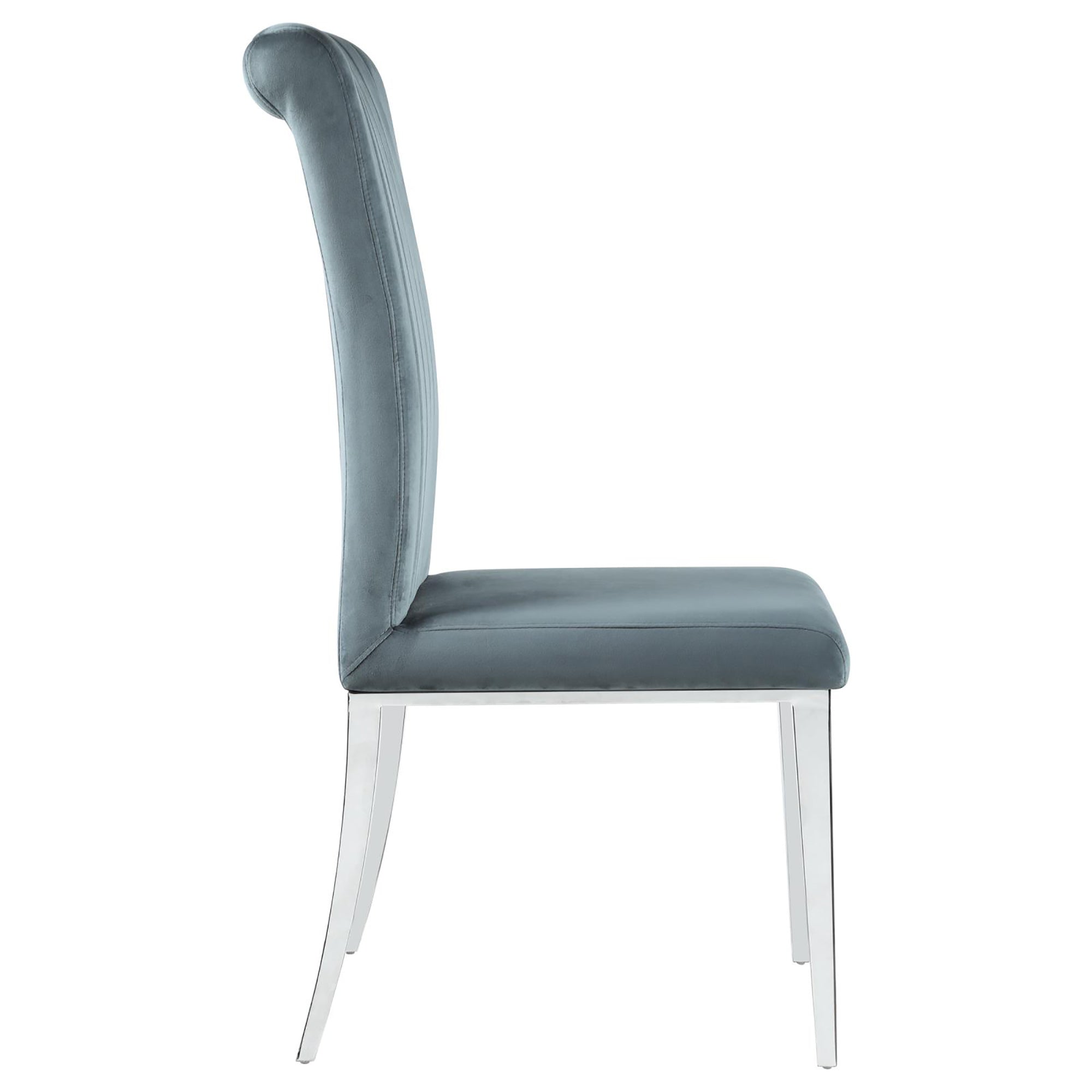 Dark Grey and Chrome Tufted Side Chairs (Set of 2) - Modern Dining Room Accent Chairs for Kitchen, Living Room or Office