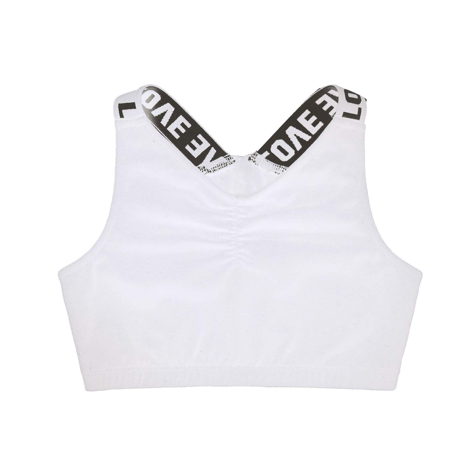 Moily Big Girls Racerback Padded Sports Bra - 2 Pack Workout Crop Top for Gymnastics, Dance, Yoga & Athletic Activities | Breathable Support for Teens & Active Girls