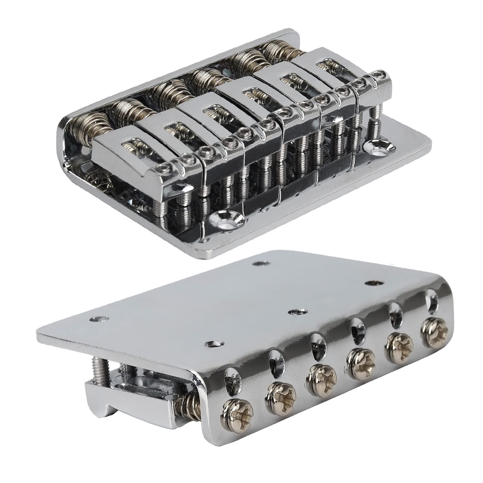 6-String Electric Guitar Bridge - Hardtail Fixed Metal Saddle Top Load Tailpiece (Silver) | Replacement Part for Guitar Repair & Upgrade | Perfect for Rock, Blues & Studio Recording