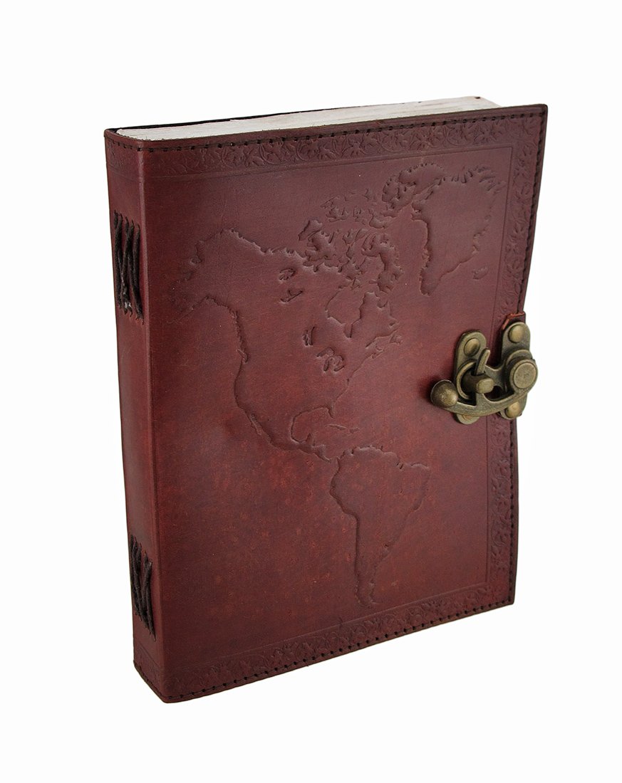 Premium Leather Embossed World Map Journal - Travel Notebook for Writing, Sketching & Adventure Planning - Perfect Gift for Travelers & Explorers