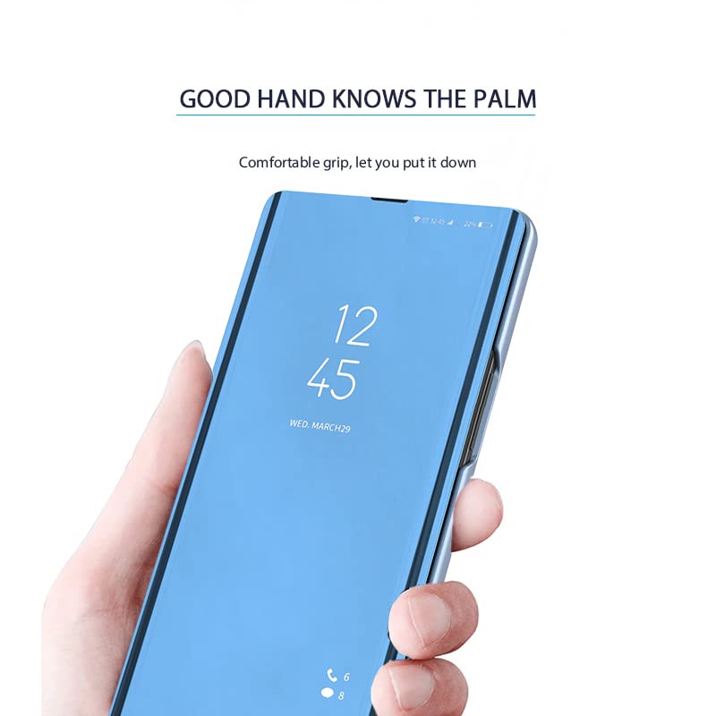 Premium Luxury View Smart Display Case for Samsung Galaxy A23 4G/5G - Ultra Thin Wireless Charging Compatible Phone Cover (QH Blue) - Perfect for Home, Office & Travel Protection