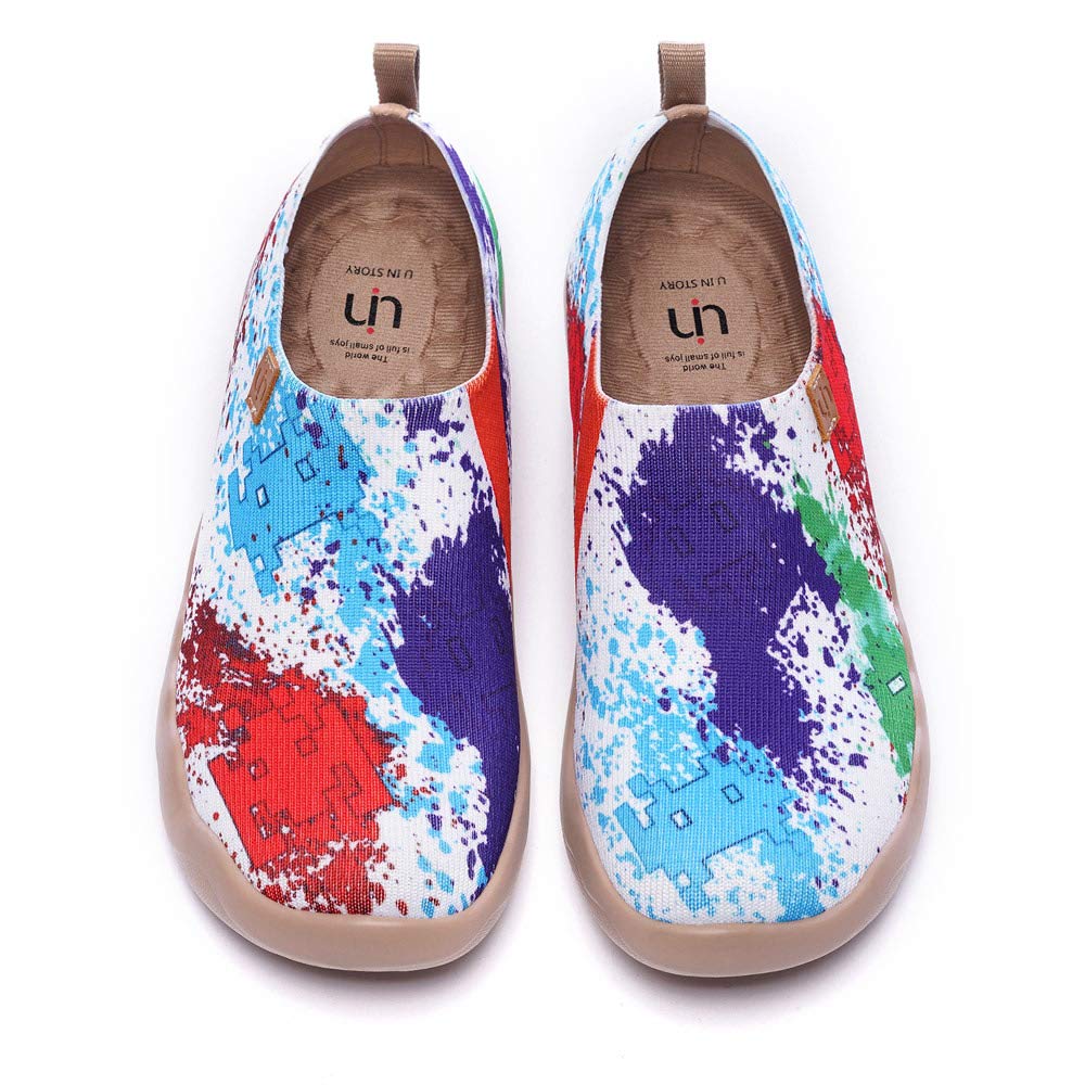 UIN Women's Slip On Sneakers - Knit Loafers with Artistic Painting | Comfortable Soft Walking Shoes for Women | Perfect for Casual Wear, Travel & Daily Errands