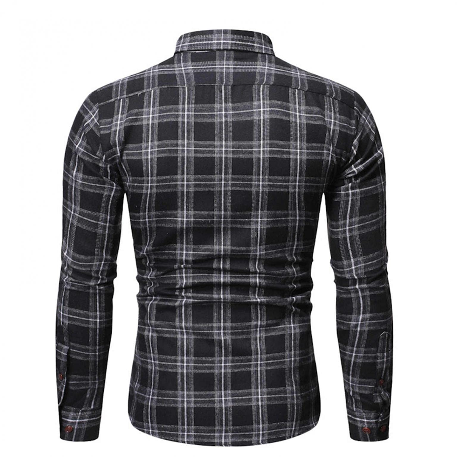 Men's Slim Fit Long Sleeve Brushed Plaid Flannel Shirt - Button Down Business Casual Dress Shirt for Office, Date Night & Fall Winter Outfits