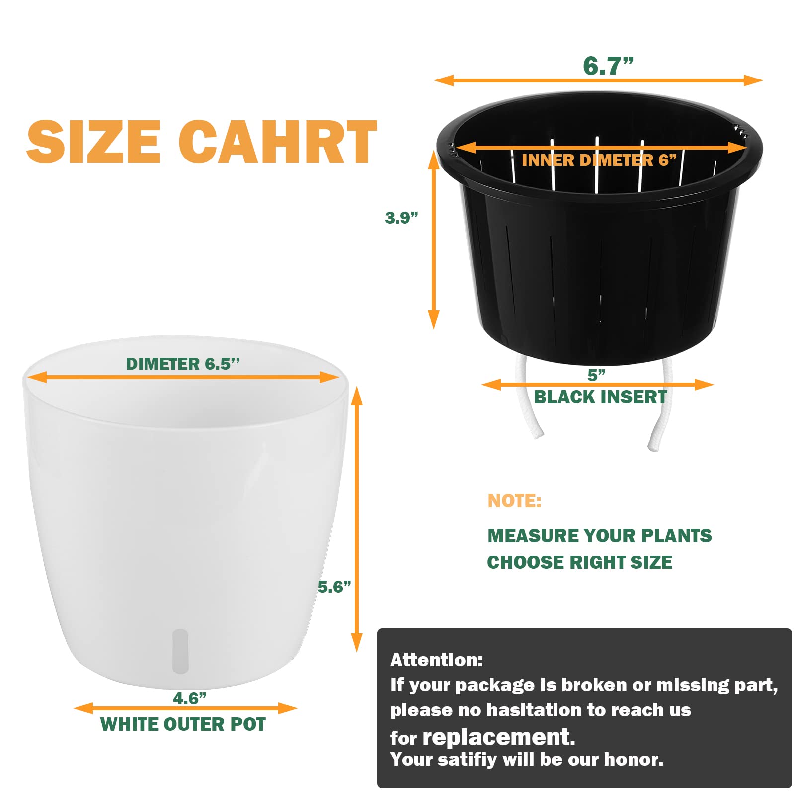 Planterhoma 6.7 Inch Self Watering Plant Pots - 4 Pack African Violet Pots with Water Level Indicator, Drainage Holes & Wick System - Ideal for Orchids, Devil's Ivy, Succulents - Perfect for Home, Office & Indoor Gardening