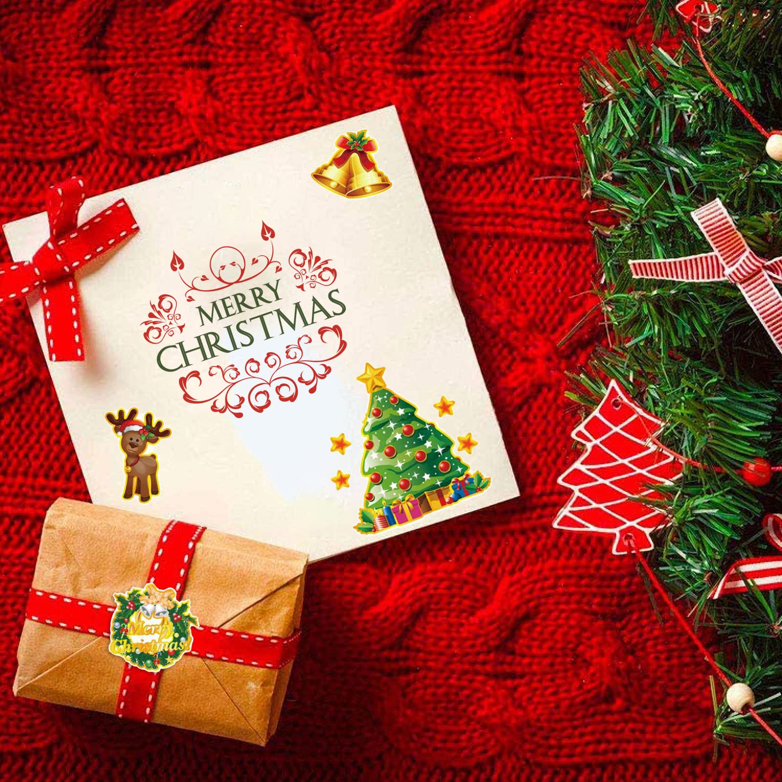 Christmas Stickers for Kids - 16 Sheets Santa Claus Stickers for Holiday Cards, Envelopes, Scrapbooking & DIY Crafts - Perfect for Christmas Decorations, Gift Wrapping & School Projects