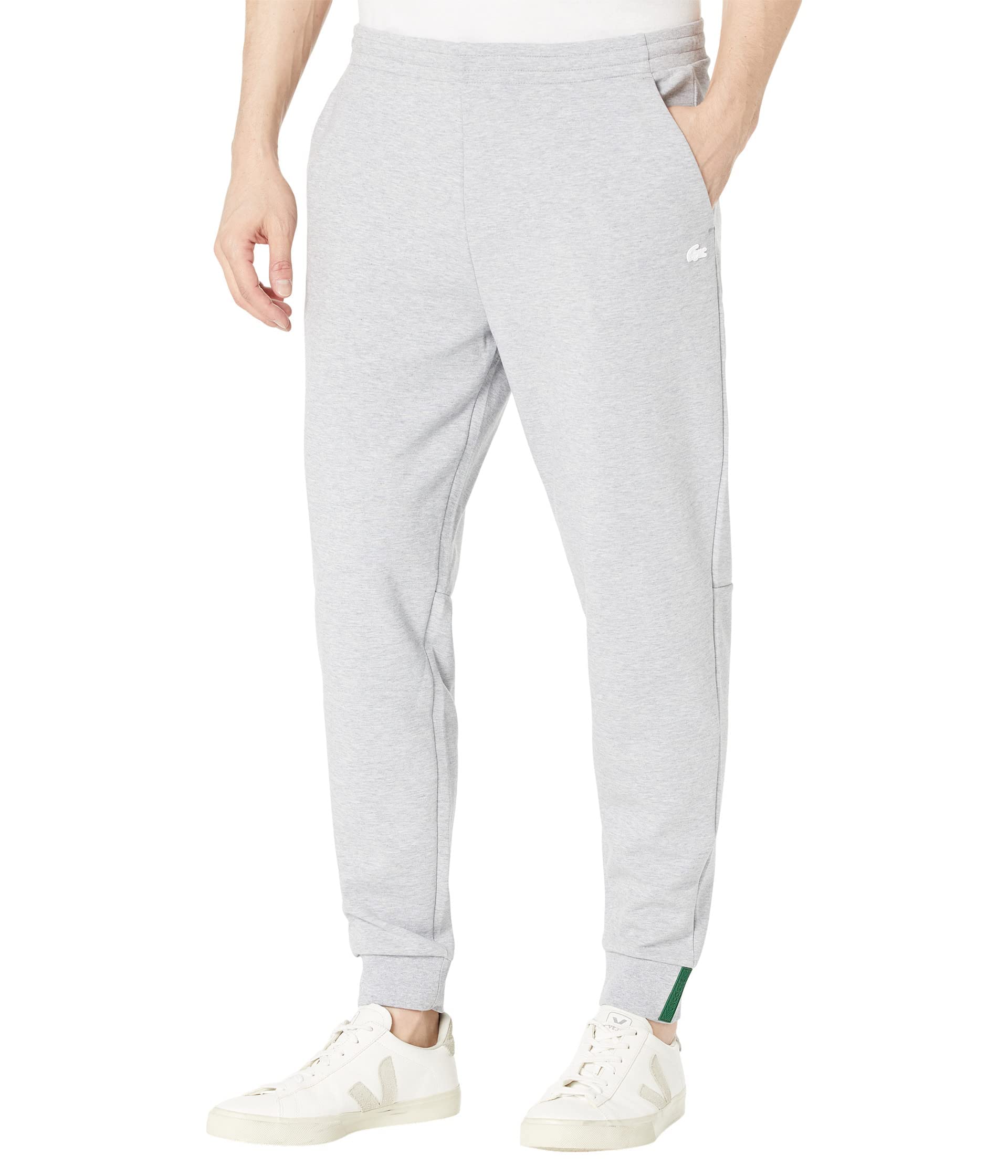 Lacoste Men's Solid Color Active Double Face Slim Joggers - Comfortable Slim Fit Casual & Athletic Pants for Gym, Running, Travel and Everyday Wear