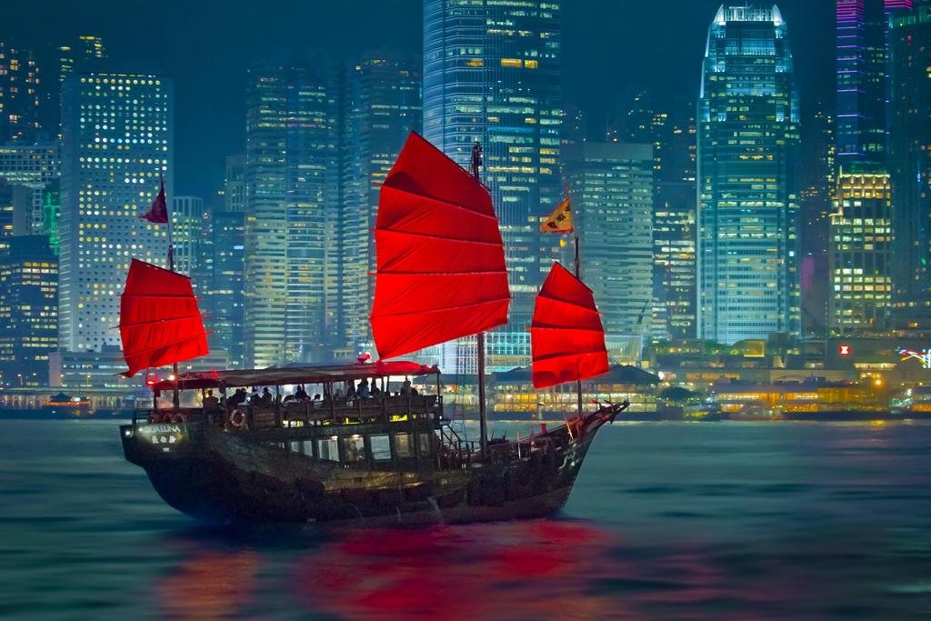 Laminated Hong Kong Water Taxi Night Photo Art Print - 54x36 Large Dry Erase Sign - Perfect for Office Decor, Home Wall Art & Classroom Whiteboard