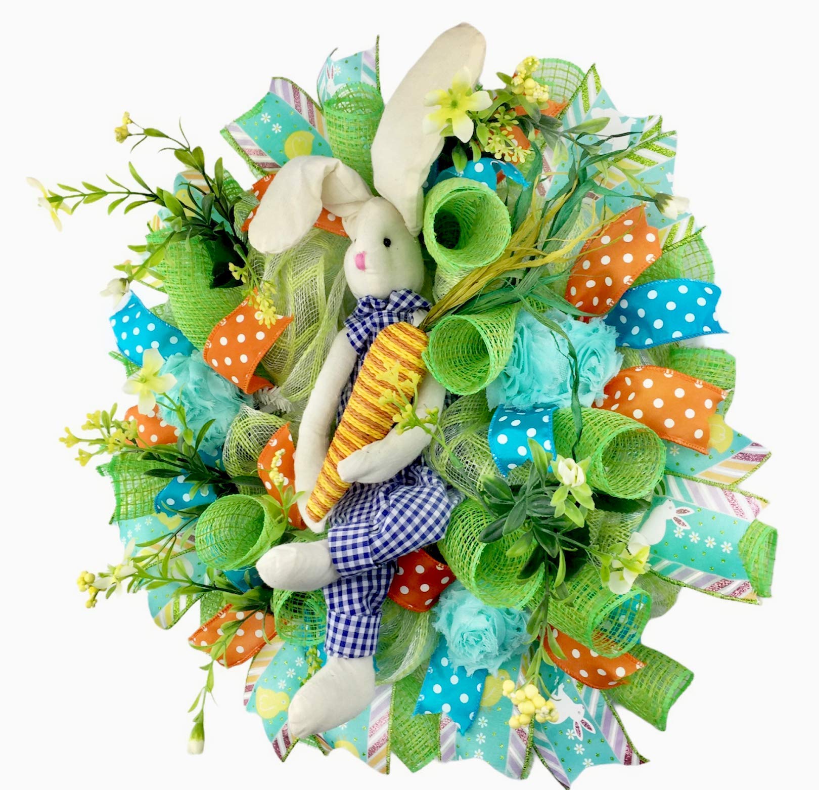 Easter Spring Wreath with 3 Floral Eggs, 18