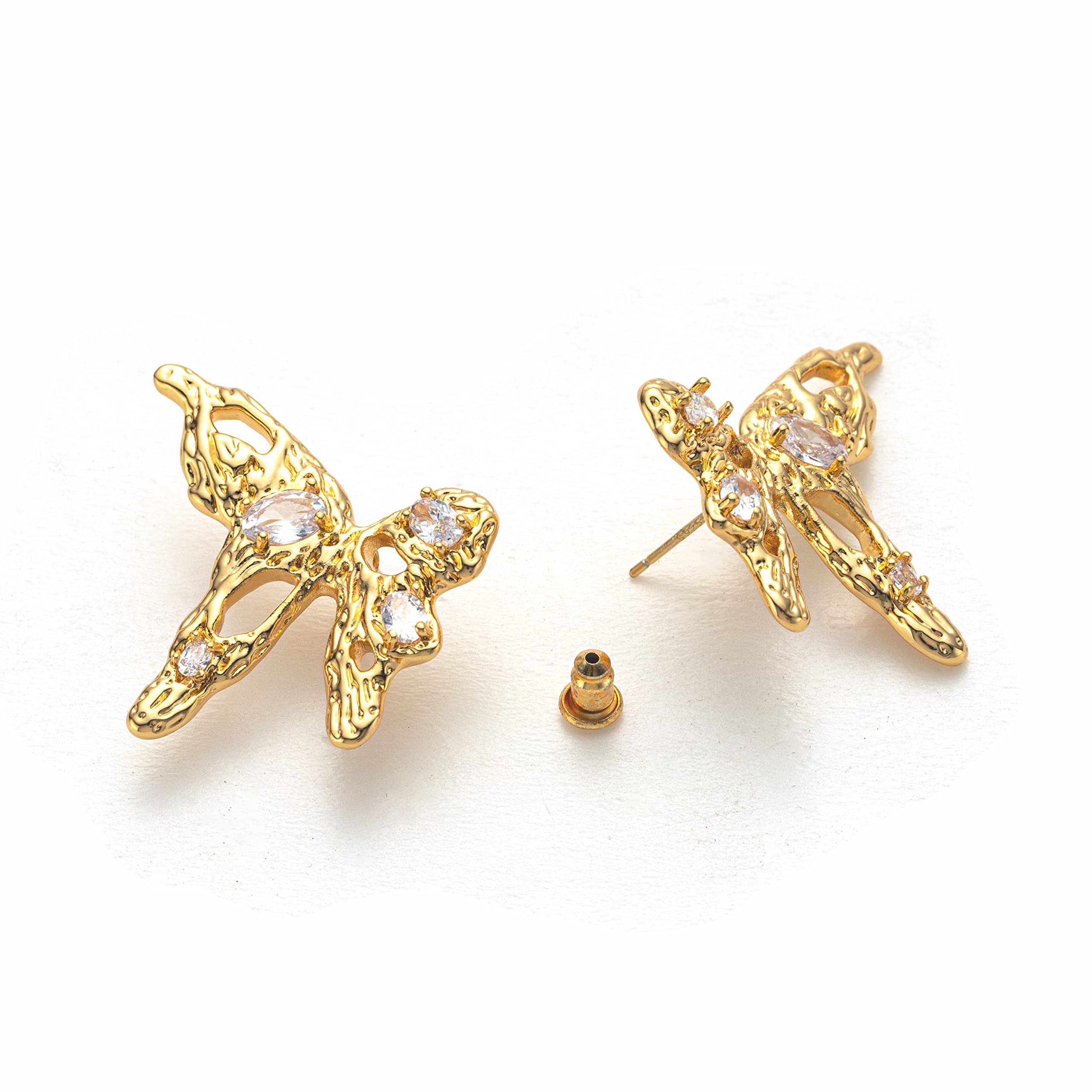 18K Gold Stud Earrings for Women - Hypoallergenic Flat Back Ear Studs | C.Paravano Luxury Jewelry | Perfect for Everyday Wear, Office & Special Occasions
