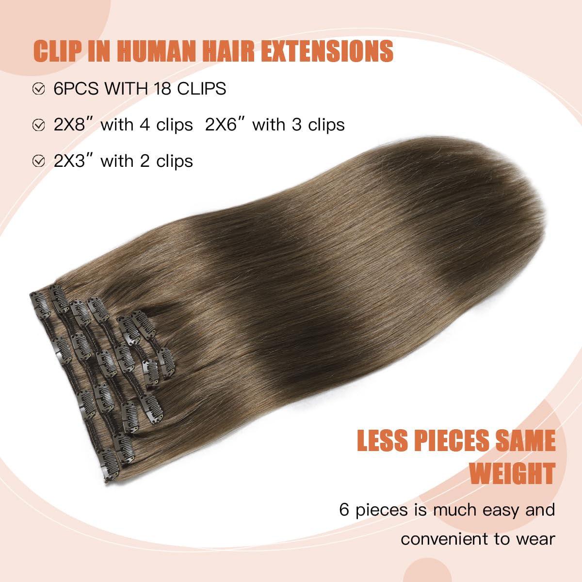 Silky Straight Clip-in Remy Human Hair Extensions for Women - 18 Inch Natural Black Hair Weft for Length & Volume - Perfect for Parties, Weddings & Daily Styling