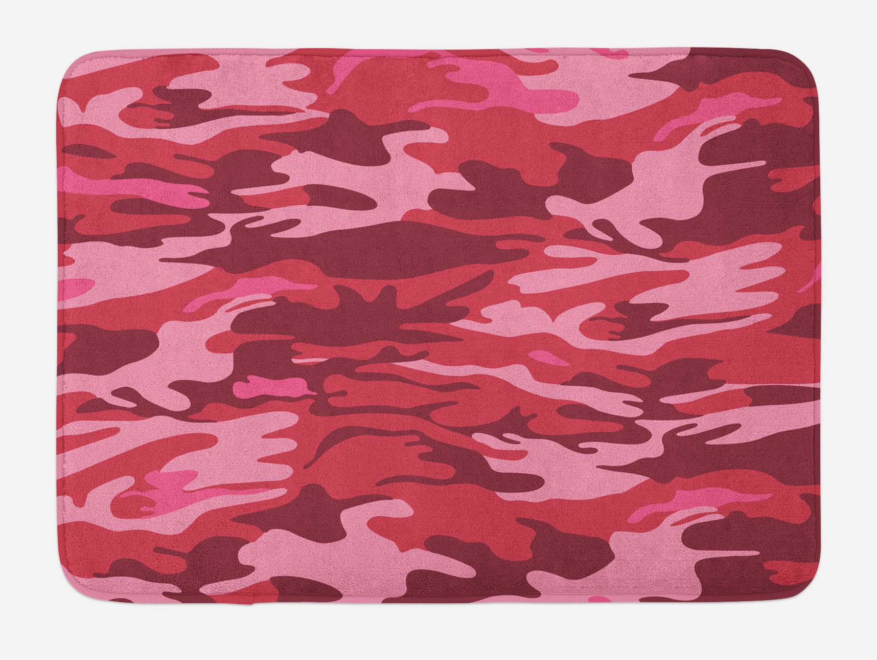 Ambesonne Camouflage Bath Mat - Non-Slip Plush Bathroom Rug in Dark Coral & Pale Pink, 30