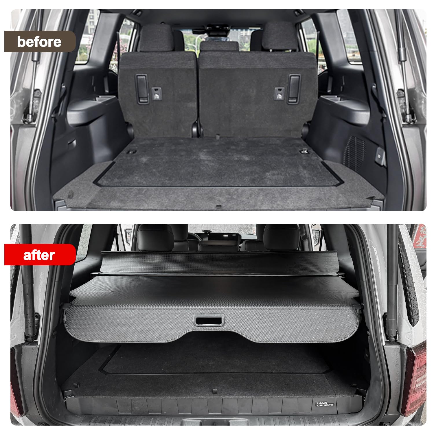 2024 Toyota Land Cruiser 250 1958 Prado LC250 Retractable Trunk Security Cover - Carbon Fiber Rear Cargo Shade (Double Curtain) for Privacy & UV Protection - Perfect for Road Trips, Camping & Outdoor Adventures