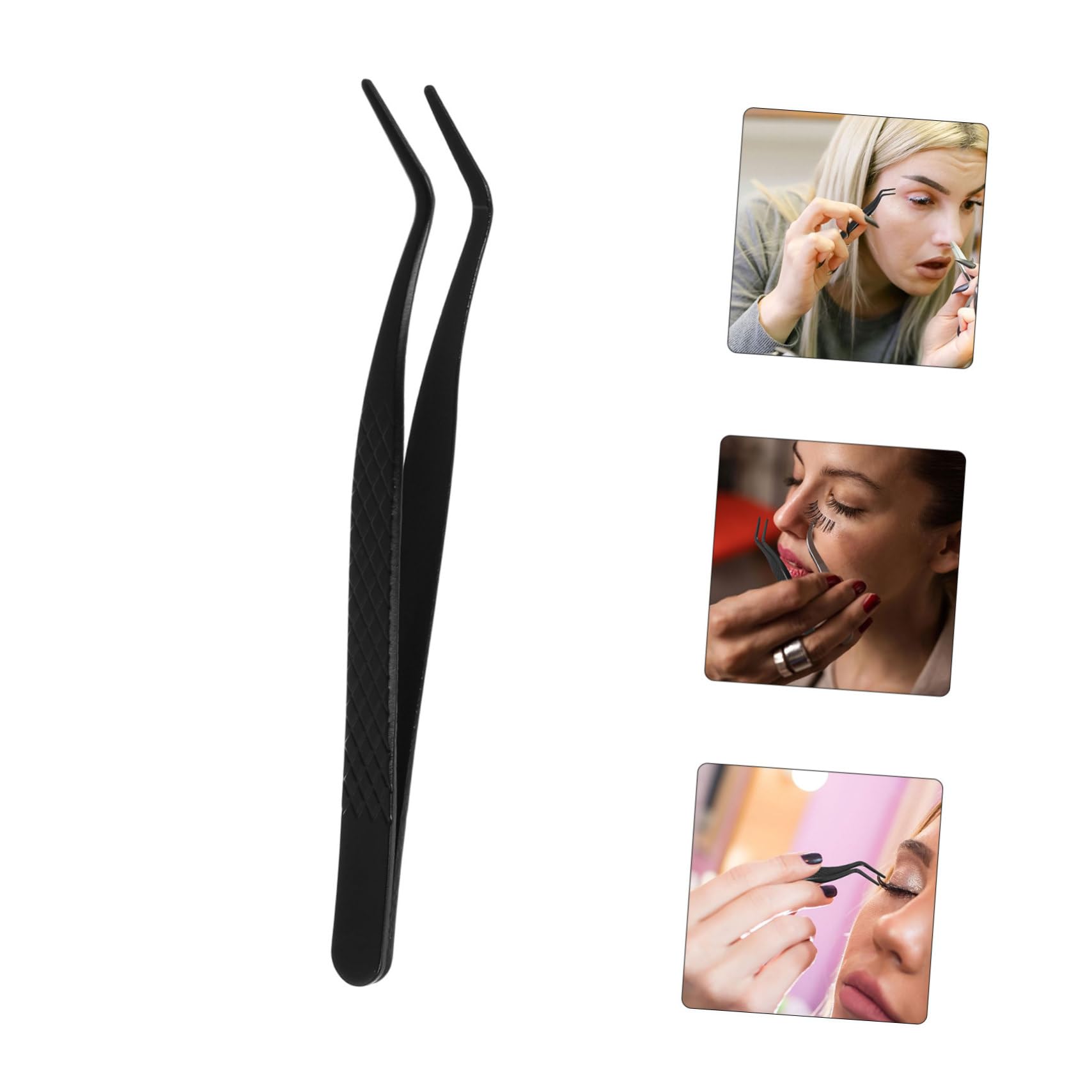 FOMIYES Mini Stainless Steel Eyelash Applicator Tool - Precision Curved Tip Tweezers for False Lashes & Extensions | Easy Lash Application | Perfect for Professional Makeup & Home Use