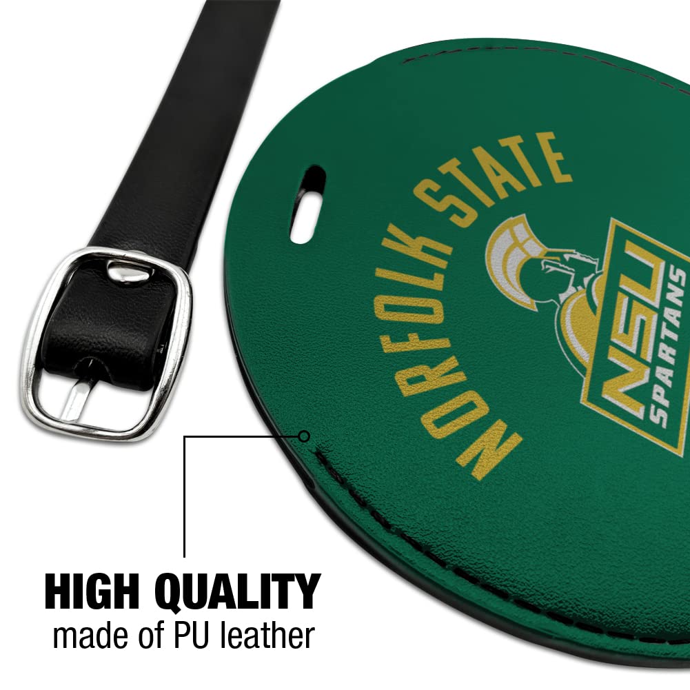 Norfolk State University Spartans Logo Round Leather Luggage Tag & ID Card Holder - Perfect for Travel, Campus Life, and Alumni Events