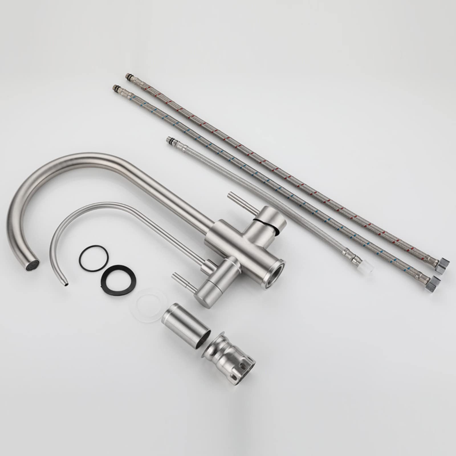 3-Way Stainless Steel Brushed Kitchen Faucet with Swivel Spout - Water Filter Faucet for Sink, Perfect for Modern Kitchens & Water Purification Systems