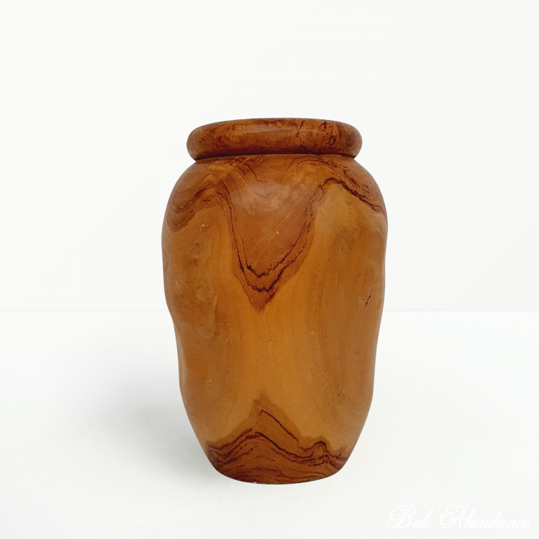 Handmade Teak Wood Vase - Natural Wooden Flower Vase for Home Decor, Wedding Centerpiece & Rustic Farmhouse Style