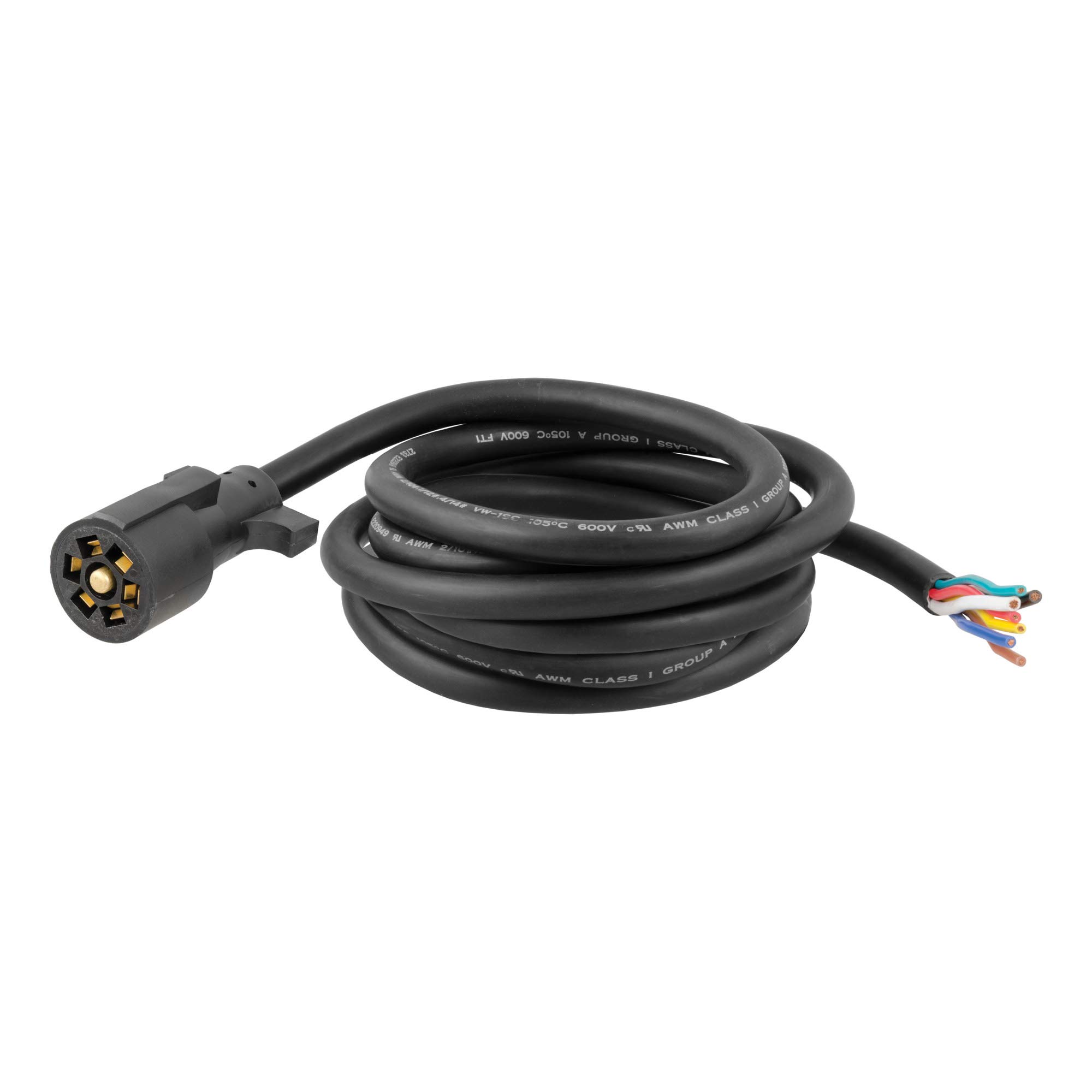 CURT 56623 7-Pin RV Blade Trailer Wiring Harness Plug Replacement - 10-Foot Blunt-Cut Wires with Box | Heavy-Duty Towing Connector for Travel Trailers, Campers & Boat Trailers