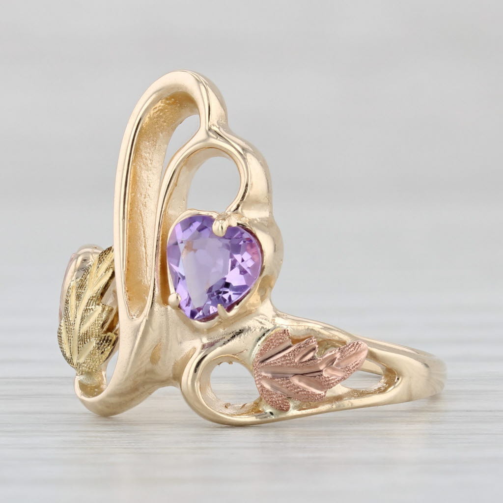 0.40ct Natural Amethyst Heart Ring in 10k Black Hills Gold - Size 6.75 - Perfect for Valentine's Day, Anniversary & Romantic Gifts