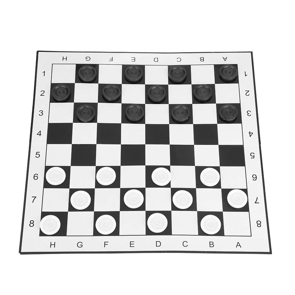 Dioiche Checkers Set - Portable Plastic International Checkers Game with Folding Board | Classic Strategy Board Game for Adults & Kids | Perfect for Family Game Nights, Travel, Camping & Outdoor Activities