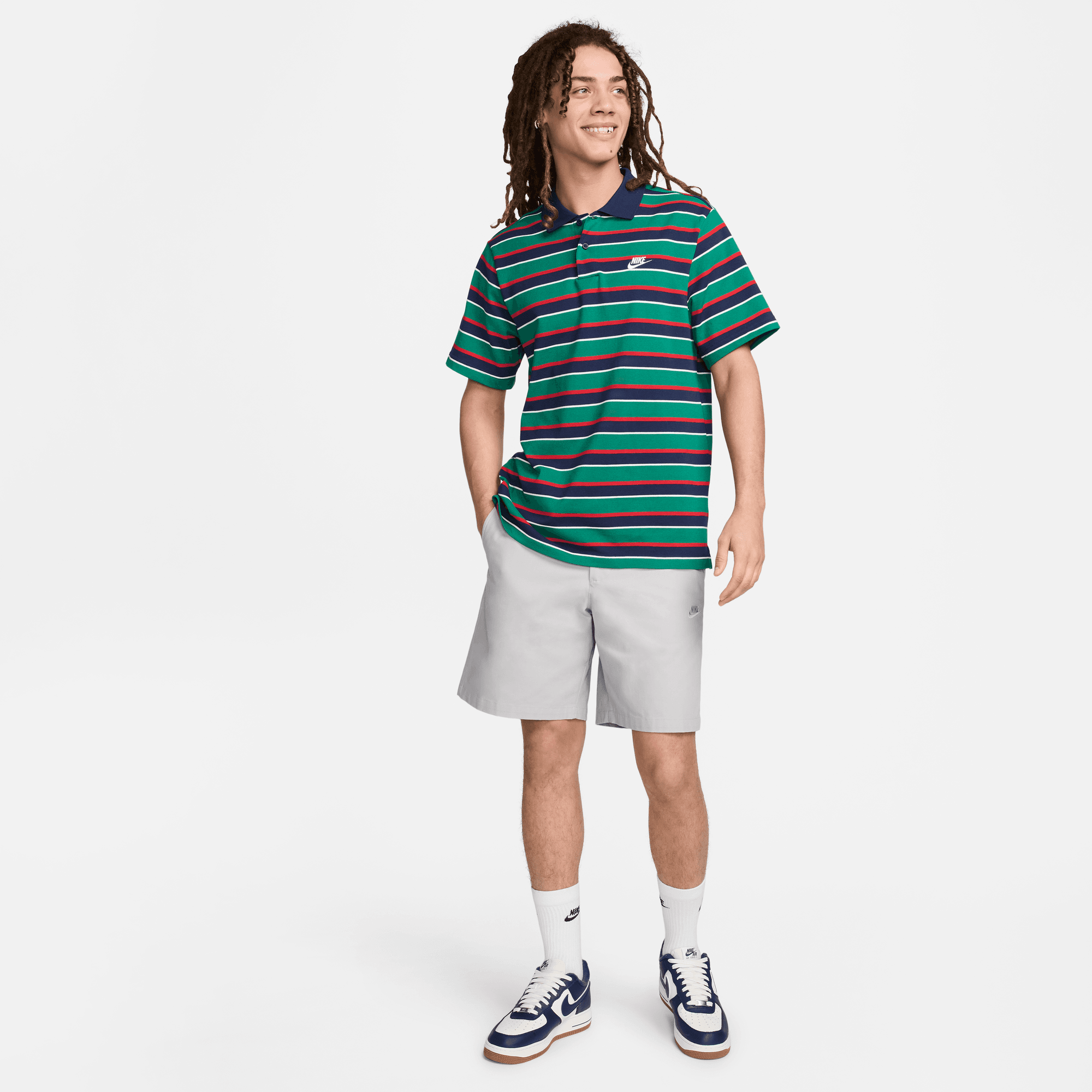 Men's Striped Polo Shirt - Green, Navy & Red Color Options | Casual Golf & Business Casual Wear