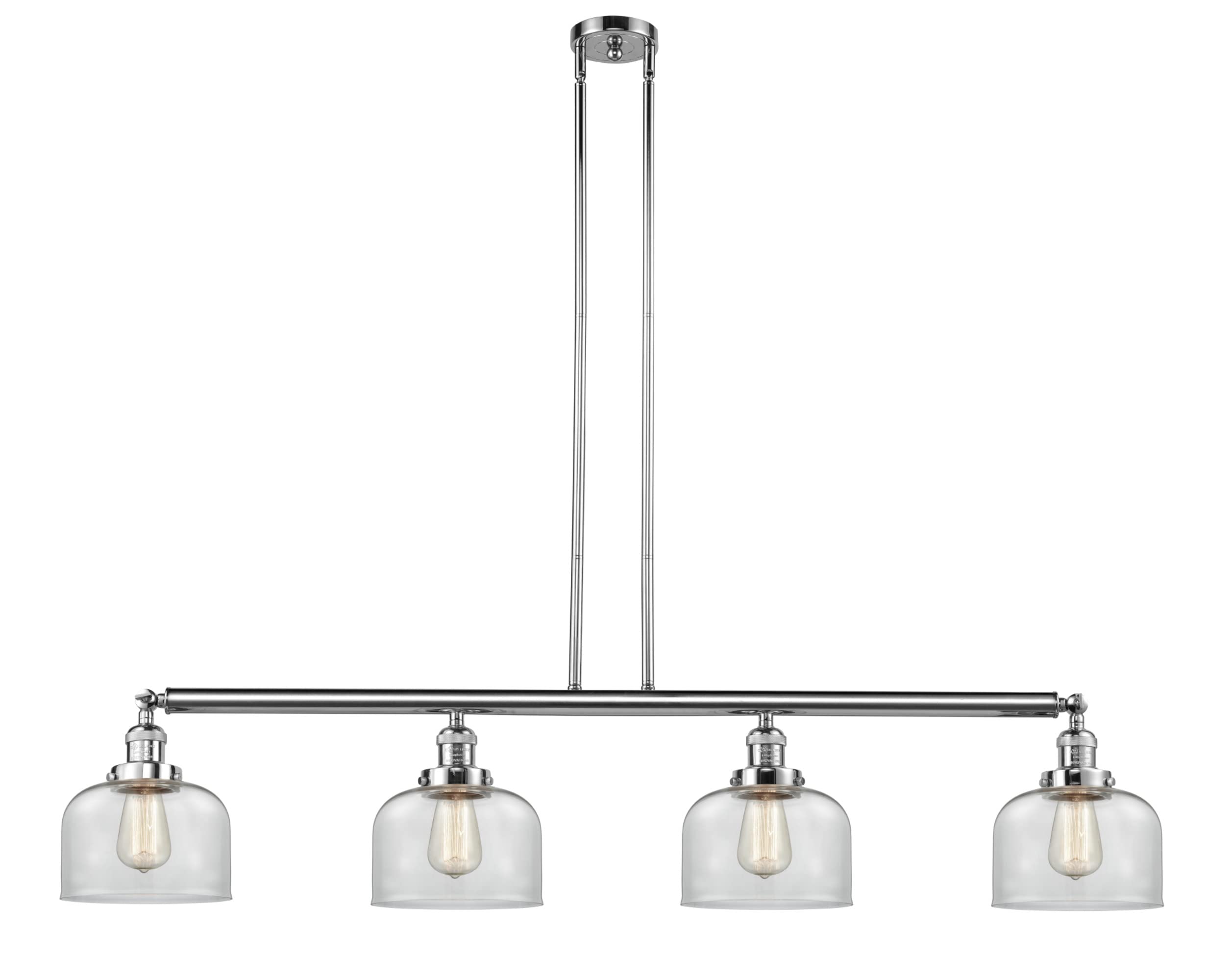 214-PC-G72 Large Bell 3 Light Island Pendant Light in Polished Chrome - Perfect for Kitchen Islands, Dining Rooms, and Modern Home Decor