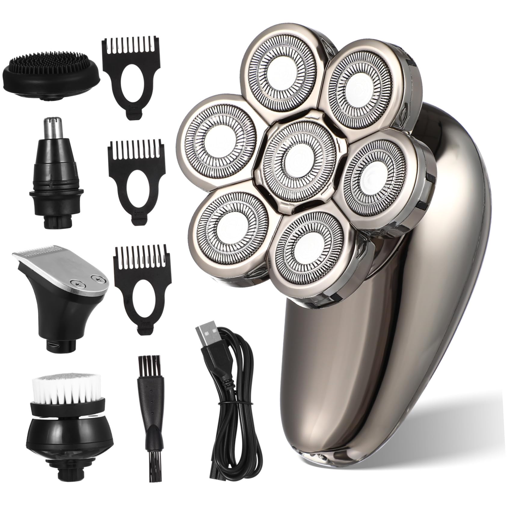 Premium Hemoton Electric Shaver & Trimmer for Men - Waterproof Cordless Razor for Face, Head, Beard, Nose & Eyebrow Grooming - Stainless Steel Blades - Perfect for Travel, Home & Gym Use