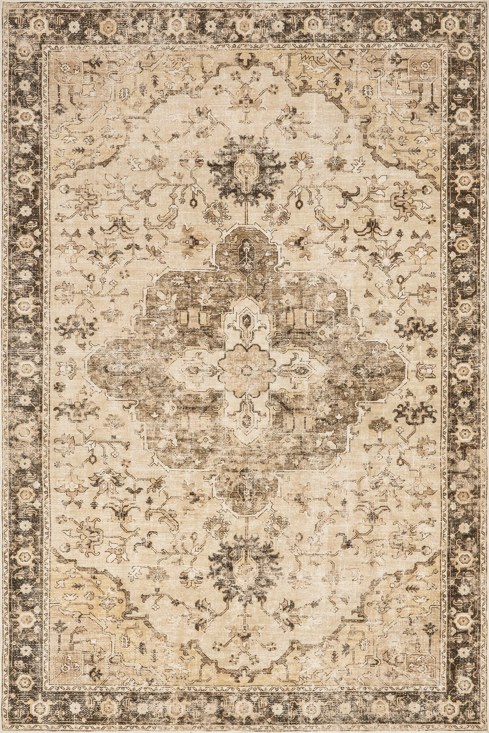 Brown Amaryllis Medallion Washable Rug - Soft & Durable Indoor/Outdoor Carpet for Living Room, Bedroom, or Patio Decor