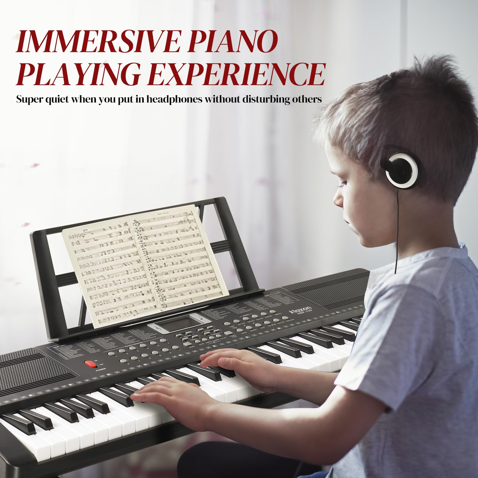 Ktaxon 61-Key Electronic Keyboard Piano Set with Headphone, Microphone, Music Stand, Power Adapter, Adjustable Bench - Portable Digital Piano for Beginners & Kids - Perfect for Home Practice, Music Lessons & Live Performances (Black)