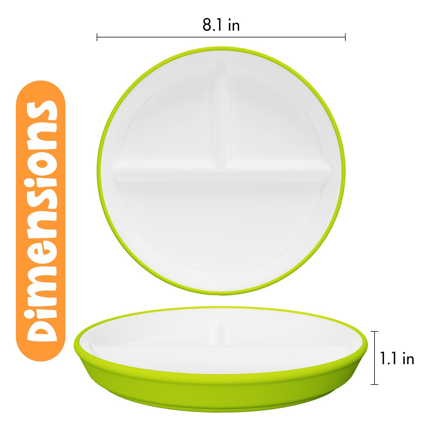 Premium Divided Toddler Plates with Anti-Slip Silicone Sleeves | Microwave & Dishwasher Safe Porcelain Kids Plates | Set of 4 for Easy Mealtime | Perfect for Babies, Toddlers & Kids | Ideal for Home, Daycare & Restaurant Use