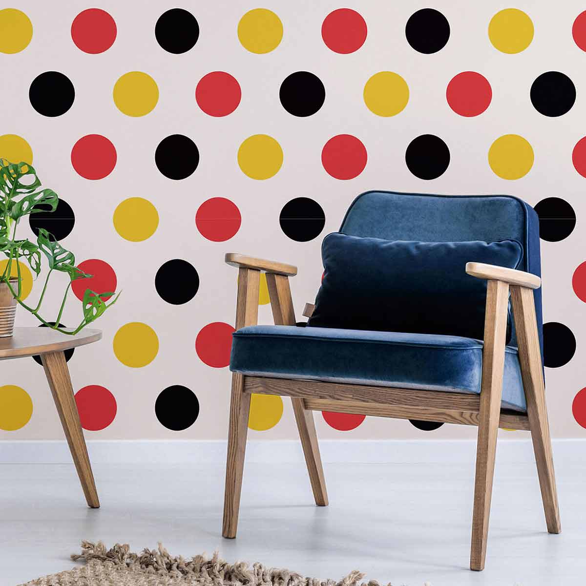 Red Polka Dot Peel and Stick Removable Wallpaper - Self-Adhesive Decorative Wall Covering for Bedroom, Living Room, Nursery & Home Decor - Easy to Install & Remove