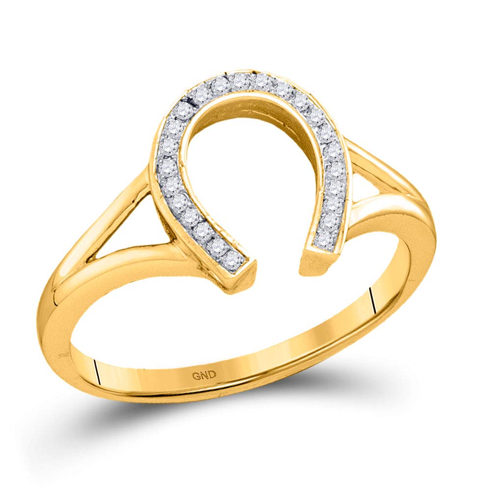 10K Yellow Gold Women's Round Diamond Horseshoe Lucky Ring (1/12 CTW) - Elegant Jewelry Gift for Birthday, Anniversary & Everyday Wear | Dazzlingrock Collection
