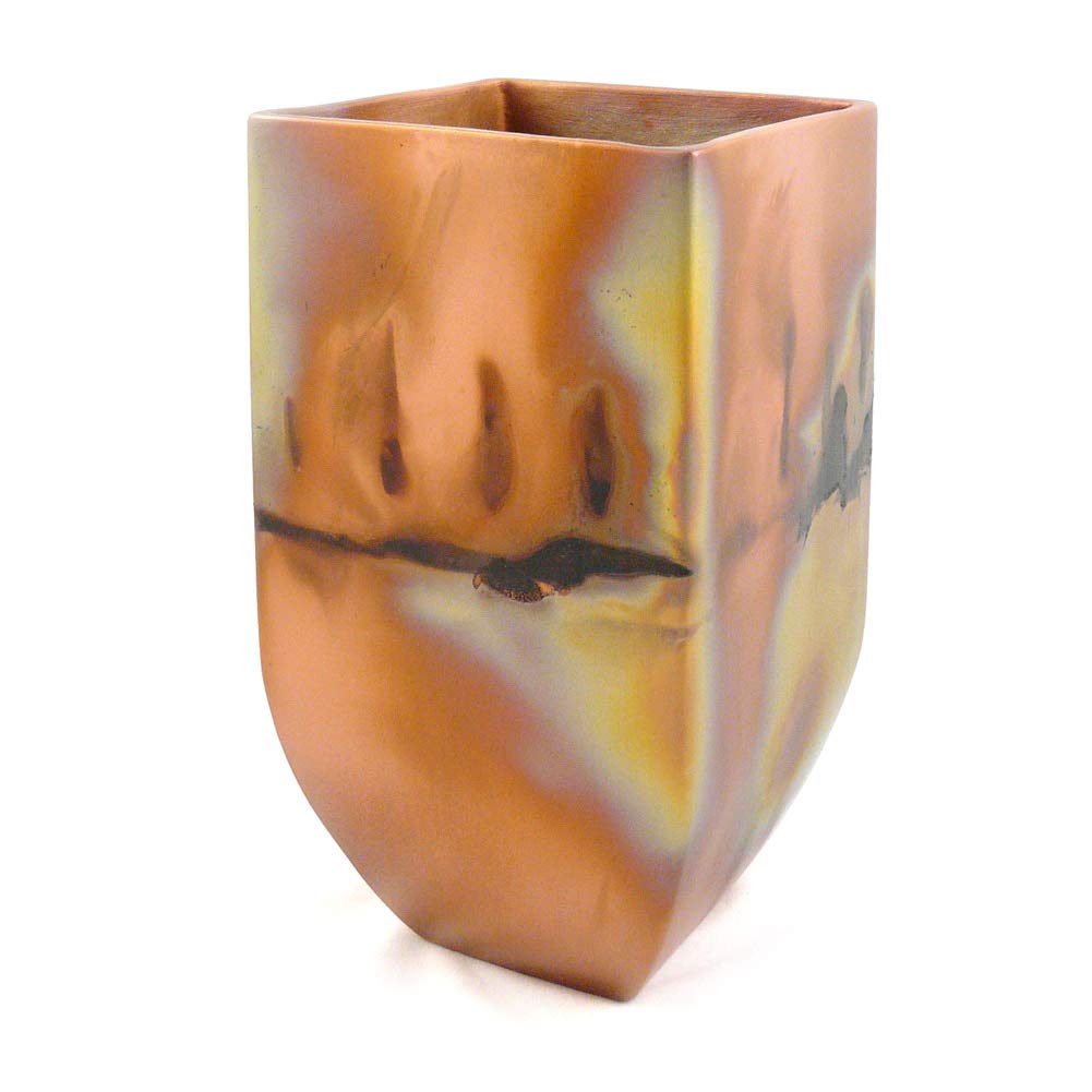 Handcrafted American-Made Copper Patina Square Mantel Vase - 9 Inch Rustic Home Decor for Farmhouse, Living Room & Wedding Centerpieces