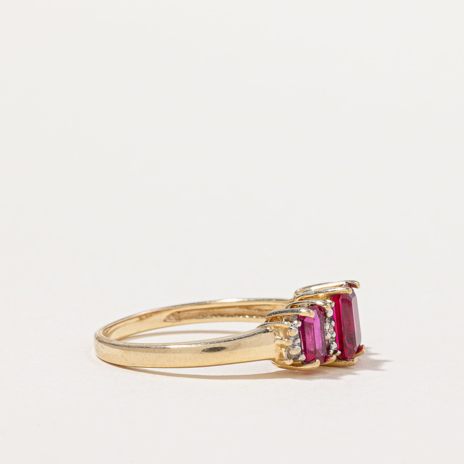 1.16ctw Synthetic Ruby & 0.01ctw Natural Diamond Ring - Size 6.75 | Elegant Engagement, Anniversary or Gift Jewelry for Women