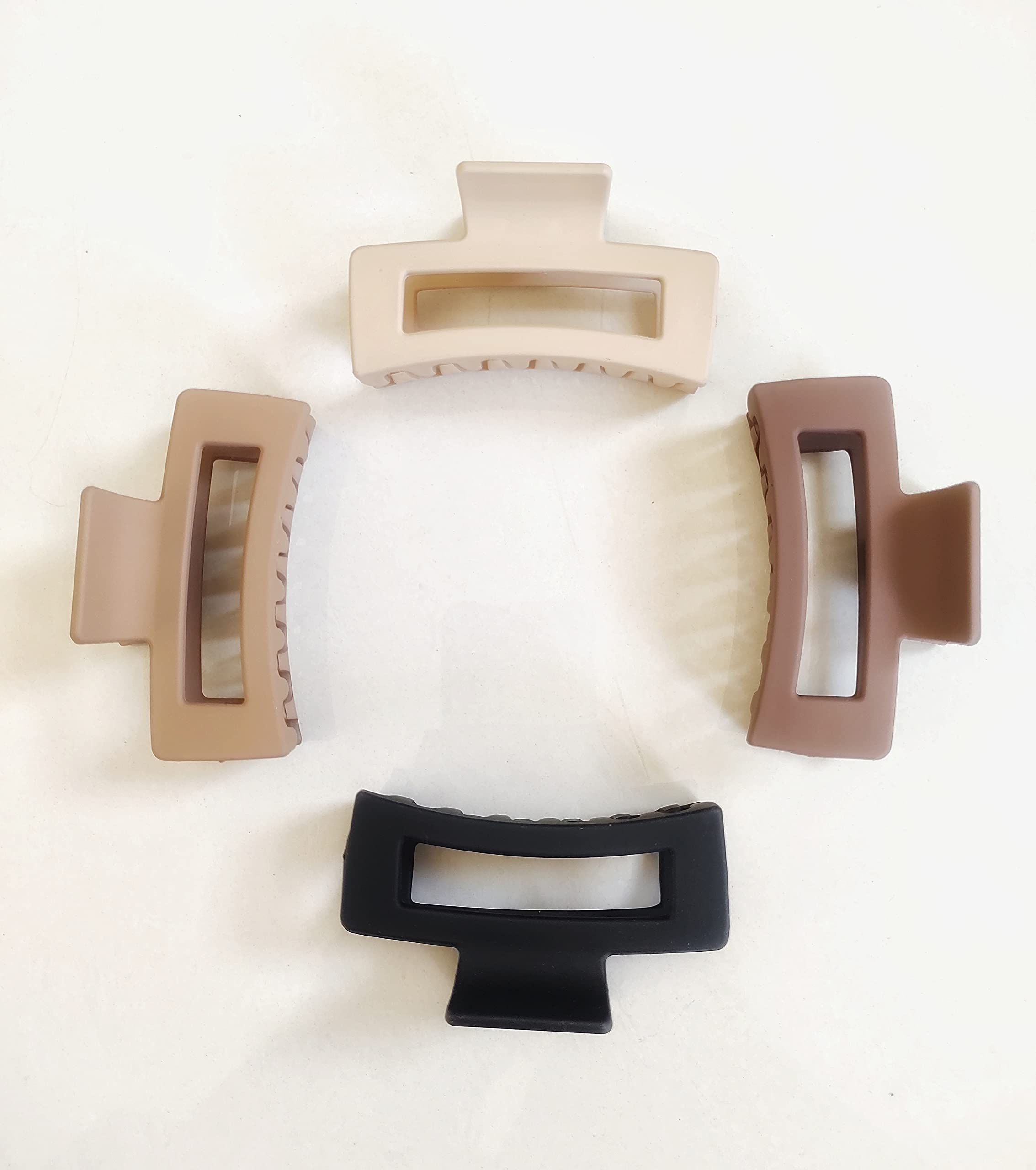 Lichie Matte No-Slip Hair Claw Clips for Women - 4 Inch Large Rectangle Jaw Clamps for Thick Hair (4-Pack) - Perfect for Updos, Ponytails & Everyday Hairstyles