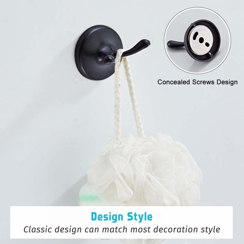8-Piece Bathroom Accessory Set - Adjustable Towel Bar, Towel Ring, Toilet Paper Holder & Robe Hook - Oil Rubbed Bronze Wall Mounted Bathroom Hardware - Perfect for Modern Bathrooms, Powder Rooms & Spa-Style Decor