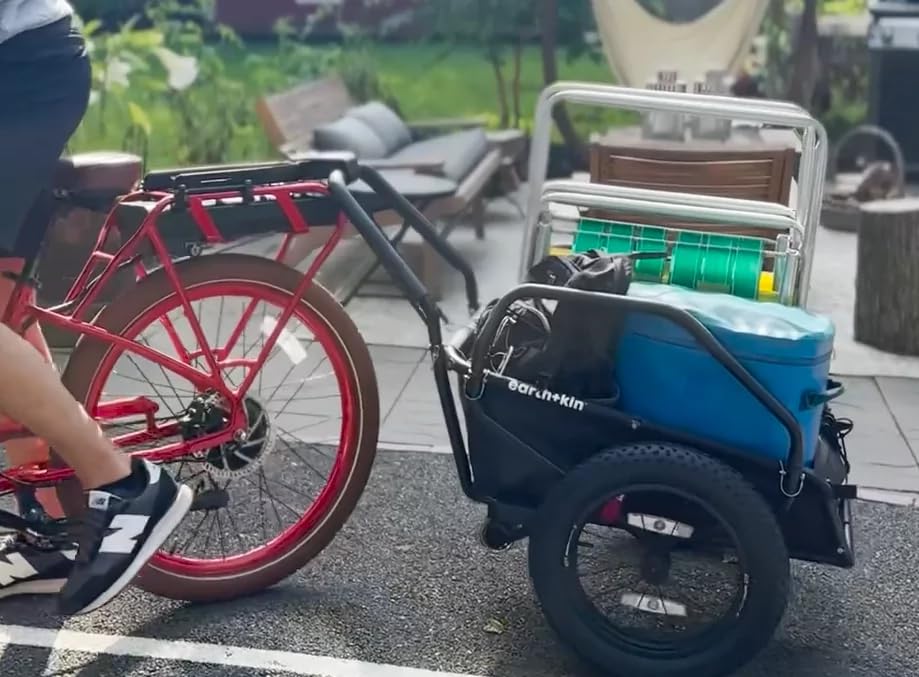 Heavy Duty Mule Bike Cargo Trailer with Quick Release Hitch - Perfect for Camping, Grocery Hauling & Outdoor Adventures