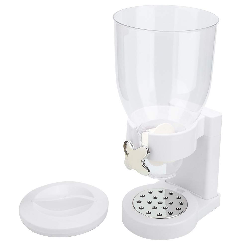 5L White Plastic Cereal Dispenser Countertop - Rotary Valve Kitchen Food Storage Container for Cereals, Snacks, Coffee & Baking Ingredients | Perfect for Pantry, Kitchen Counter & Breakfast Station